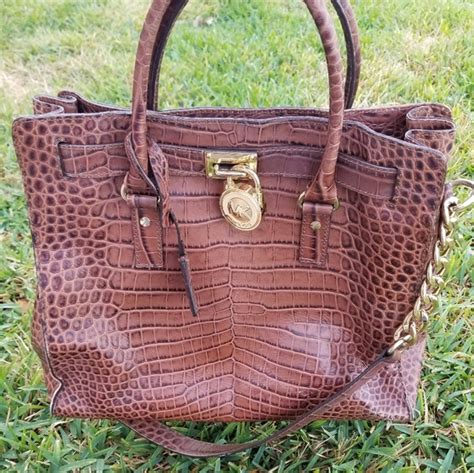 burgundy color michael kors handbag alligator print|Parker Extra.